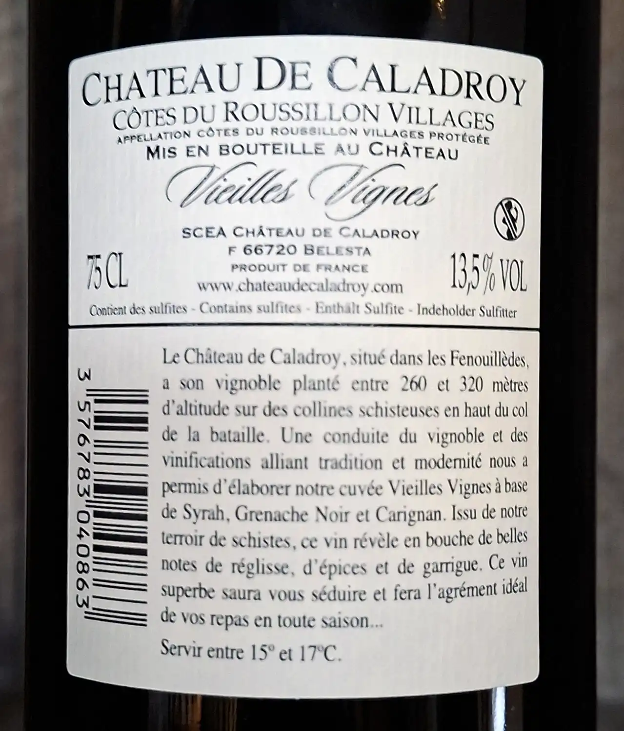 Château de Caladroy <BR>Vieilles Vignes <BR>Rouge – Image 3